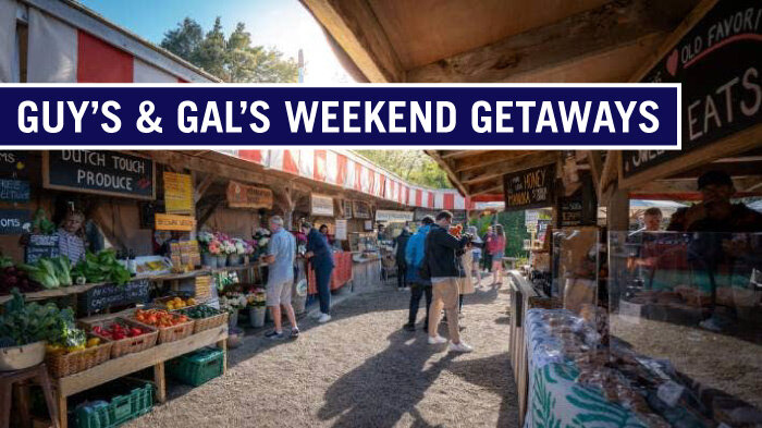 Guys and gals enjoying the Matakana weekend getaway