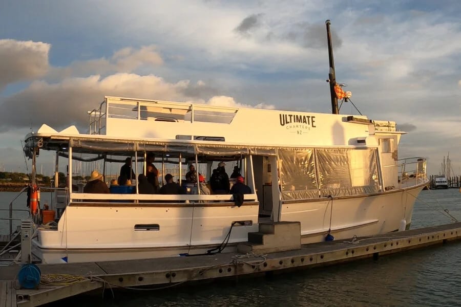 Fishing charter group on MV Koru